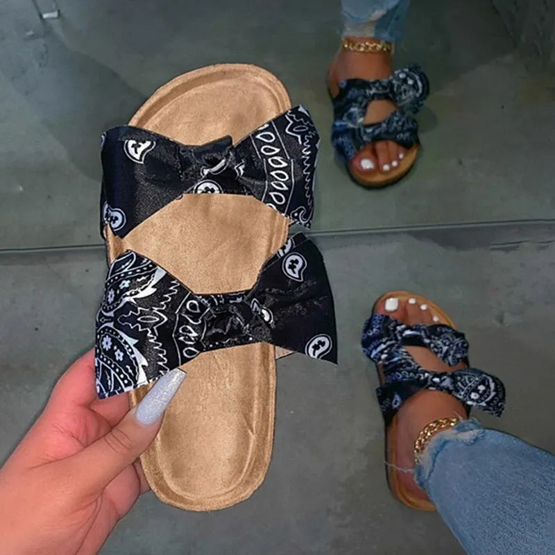 Slippers Summer Women's Sandals Bow Leopard Print Ladies Open Toe Fashion Hollow Lightweight Shoes