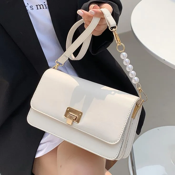 Women's Bag 2021 Summer Fashion Trendy One-Shoulder Messenger Bags Pearl Small Square Handbag