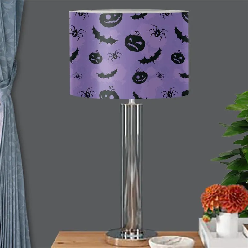 Lampa täcker nyanser lila bat pumpa tryck skugga Halloween för golvlampor Liten trumma ljus täcke hem sovrum inredning 2021