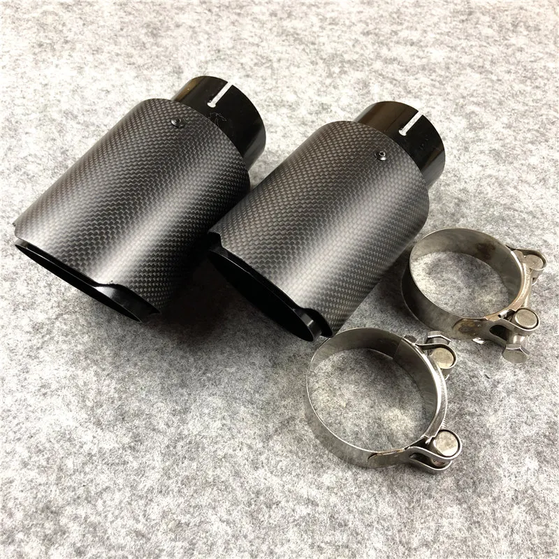 2 Pieces Full Black Stainless Steel Universal Akrapovic Exhaust Muffler Tips Auto Car Cover Styling222g