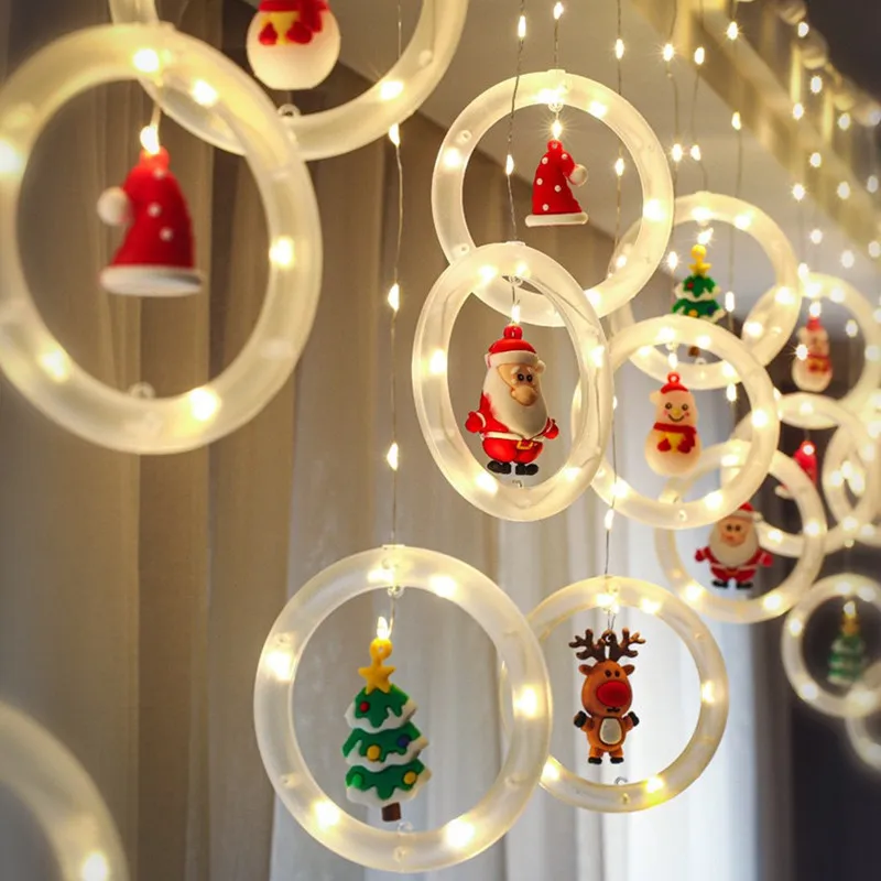 10 pc's kerstballen Lichten Led Lantern String Christmasballs Creatieve Cartoon Kerstdag Tree Pendant Decoratie Ornamenten USB D2.0