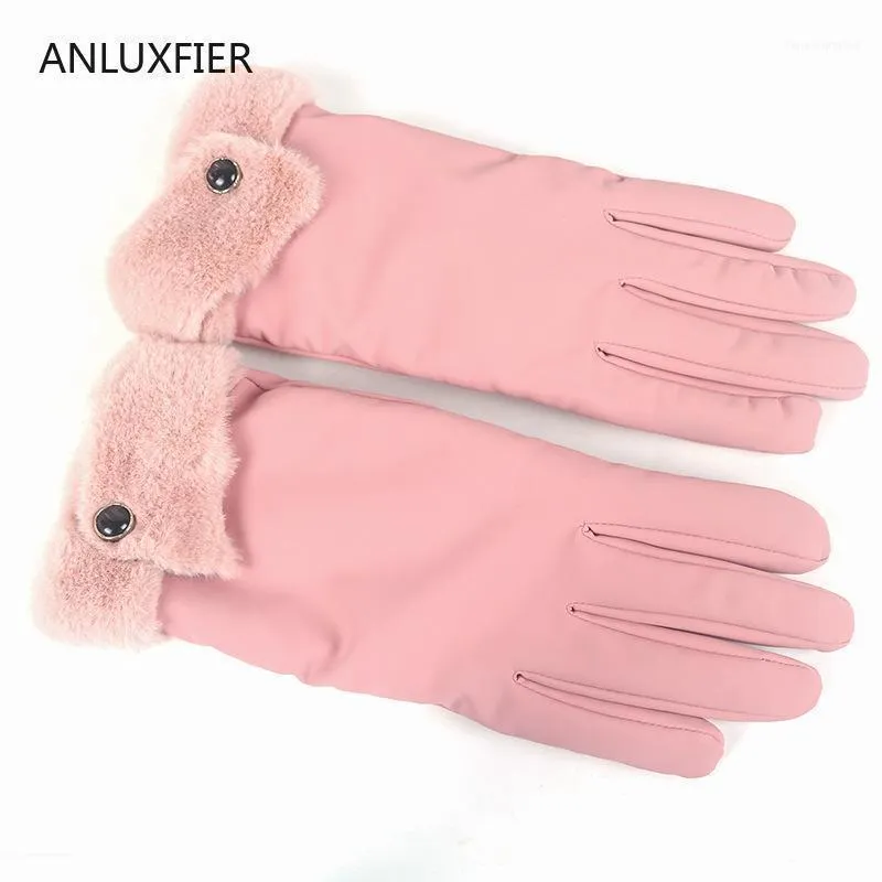 Cinq doigts gants H9921 Gant Femmes Automne Hiver Chaud Thermique Épaissie Luvas Coupe-vent Coupe-Froid Conduite Simple Écran Tactile Étudiant H