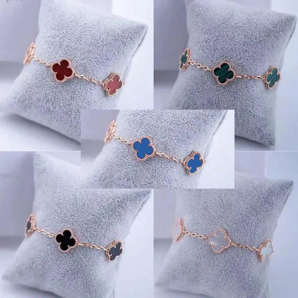 2021 Have stamp high quality chain Fashion Four Leaf Clover Link Bracelets 18K Gold for Women Girls Valentine`s Jewelry