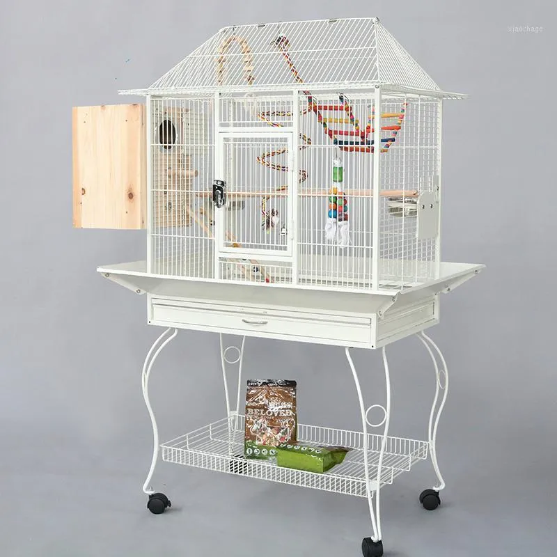 Cages à oiseaux exécution exquise maison métal luxe perroquet Cage grand espace facile à nettoyer support pour animaux de compagnie bois