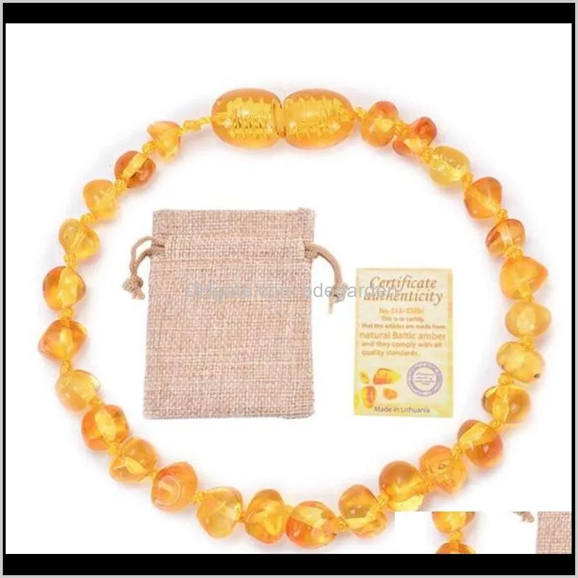 1pc 15cm baby amber bracelet bangles 2021 new health detection beaded bracelet with pouch infant gift jewelry accessories