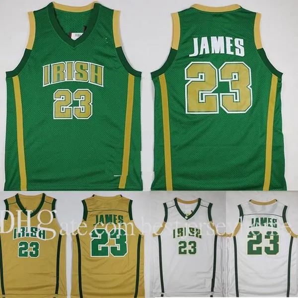 Camisa de basquete masculina LeBron James St. Vincent Mary High School irlandesa Jerseys LeBron James # 23 camisa costurada camisas baratas tamanho S-XXL