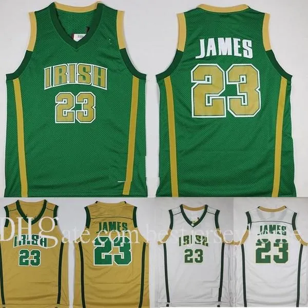 Maillot de basket-ball pour hommes LeBron James St. Vincent Mary High School Maillots irlandais LeBron James # 23 Maillot cousu Chemises bon marché Taille S-XXL