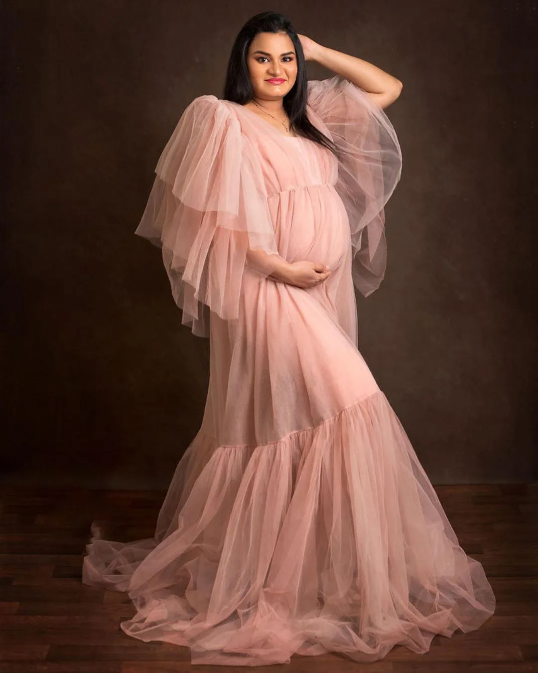 plus size maternity pink dress Alaska Plus Size Maternity Chiffon Wedding Gown