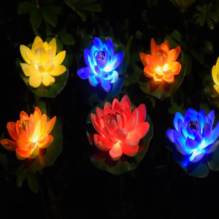 Lotus Flower Light LED Waterproof Solar Pond Garden Decorations Multi-Color Changing Landscape decorative outdoor lawn lamp gardens lamps Home WMQ810