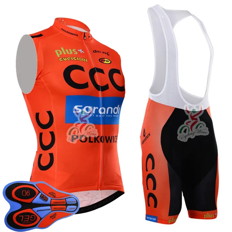 2021 Été respirant hommes cyclisme maillot sans manches gilet cuissard ensemble CCC équipe vêtements de vélo uniforme de vélo vêtements de sport en plein air Ropa Ciclismo S21050560