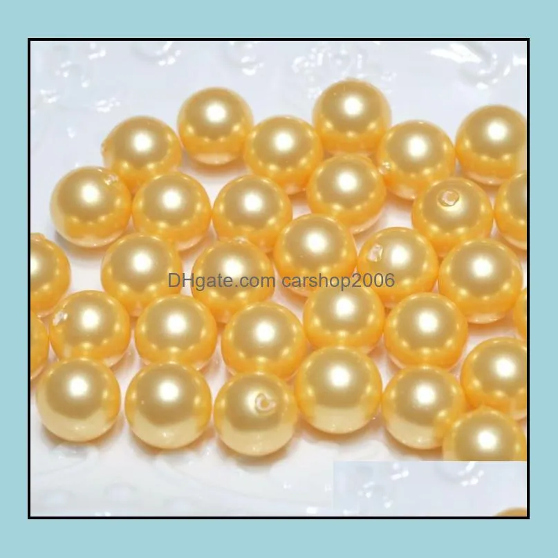 8-16mm Golden Perfect Circle Deep Sea Mother Shell Pearl Half Hole Loose Beads