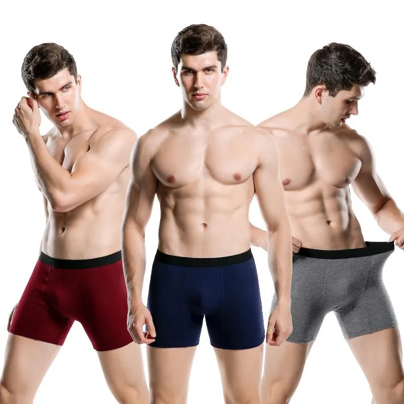 4 pçs / lote estilo longo homens cuecas boxers homme roupa interior marca boxer algodão respirável sob o uso chegou y864 underpant225h