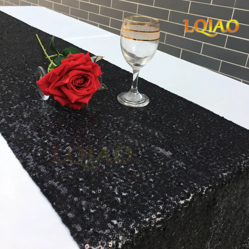 Black Sequin Table Runner-001