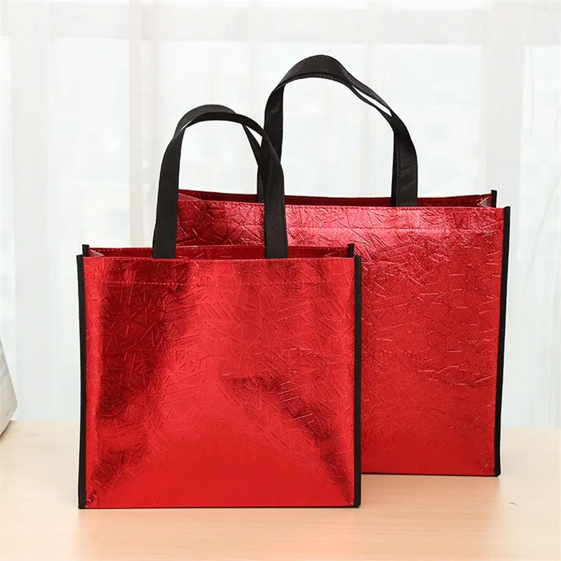 DIY Shopping Bags Foldable Fashion Tote Laser Fabric Nonwoven No Zipper Bag Home Reusable Handbags 2 6bl G2