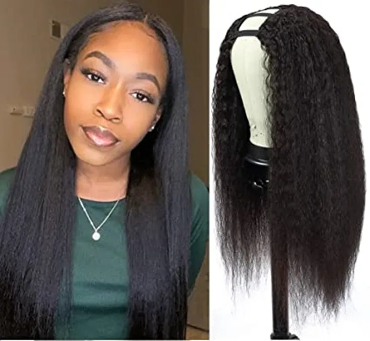 12 Italian Half Wig Kinky Straight Yaki Kinky Straight Hair For