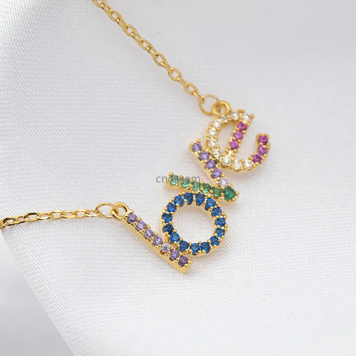 Crystal Bar Love Heart Wold подвесное ожерелье Золотые цепочки бриллианты для женщин женские женские ювелирные украшения и песчаные