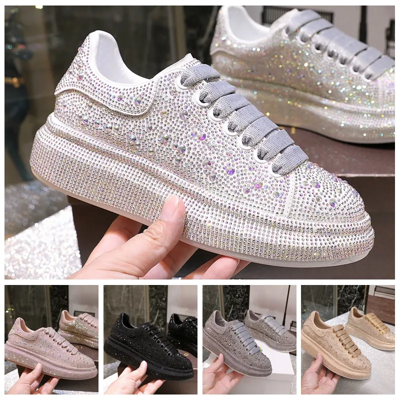 2021 rhinestone kobiety białe buty do biegania buty na koturnie błyszczące diamentowe stare trampki dla taty projektant Zapatillas dla mężczyzn damskie klasyczne trampki z pudełkiem 34-44