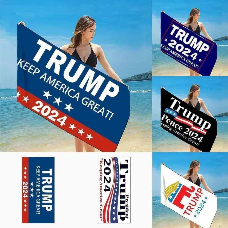 Séchage rapide Febric bain serviettes de plage président Trump serviette drapeau américain tapis d'impression couvertures de sable pour voyage douche natation gyq