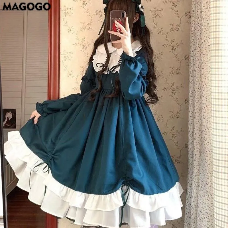 Vestido De Estilo Lolita Traje De Manga Larga De Kawaii Fashion Lindo Vestidos Casuales De 28,73 € | DHgate