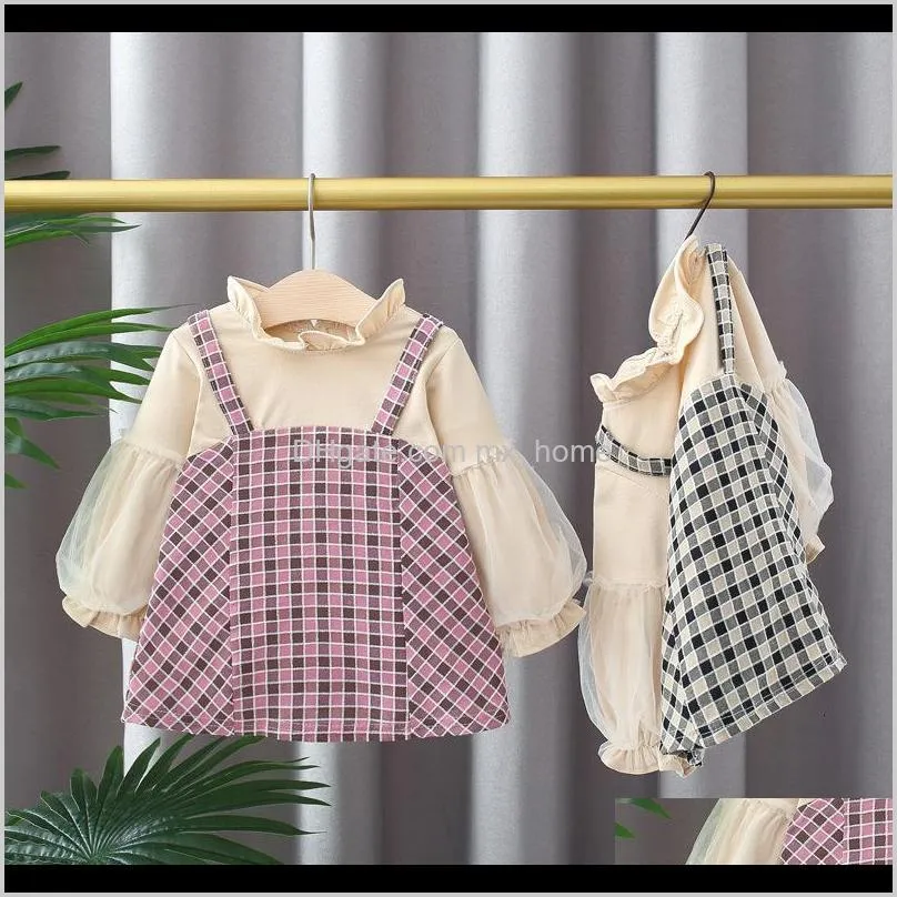 2021 spring new baby born plaid girl clothes girl`s first year baby`s birthday ed as princess u7no