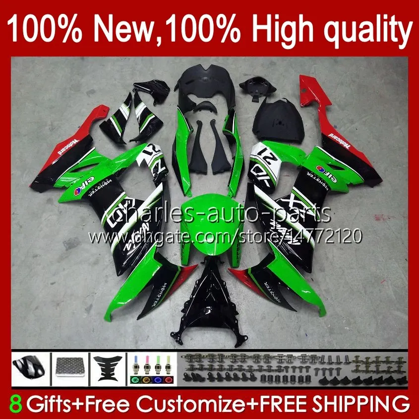 Kawasaki Ninja ZX1000C ZX-10R için Motosiklet Çizelgesi ZX 10R 10 R 1000 CC 2008-2010 Vücut 56NO.190 ZX10 1000CC ZX10R 08 09 10 ZX1000 2008 2009 2010 Fairing Kiti Stok Yeşil