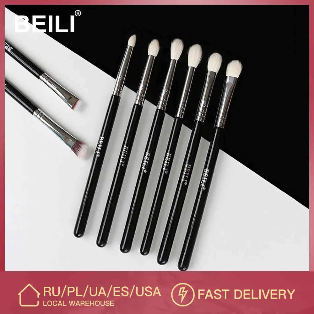 Beili 8PCS Classic Black Pro Eye Make Up Щетки козные синтетические волосы для век для век для век для век для век для век для век, брусь, смешанные щетки для макияжа красоты Makeup набор 201007