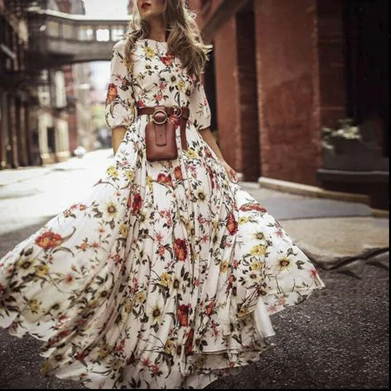 chinese dress ladies PRETTYGARDEN Womens 2026 Summer Dresses Fashion Clothing Floral Maxi Dress  Ruffle Long Flowy Boho Beach Vacation Sundresses (Blue Floral,Small) at  Amazon Women's Clothing store main image 1