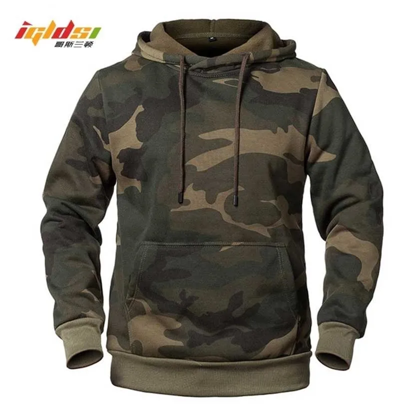 Camuflagem Hoodies Moda Masculina Moletom Moda Masculino Cama Hooded Hip Outono Inverno Militar Malha Hoodie Casacos US / EUR Tamanho 211230