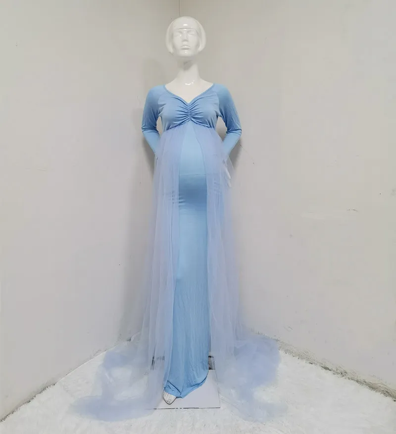 2020 Maternity Dresses Photography Props Shoulderless Pregnancy Long Dress For Pregnant Women Maxi Gown Baby Showers Photo Shoot (1)
