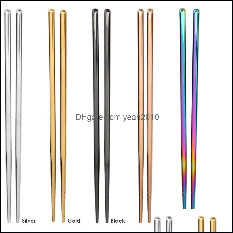 Chopsticks Stainless Steel Chopsticks, Metal Tableware, Silver, Gold, Multicolor, Banquet And Wedding Supplies, 1 Pair