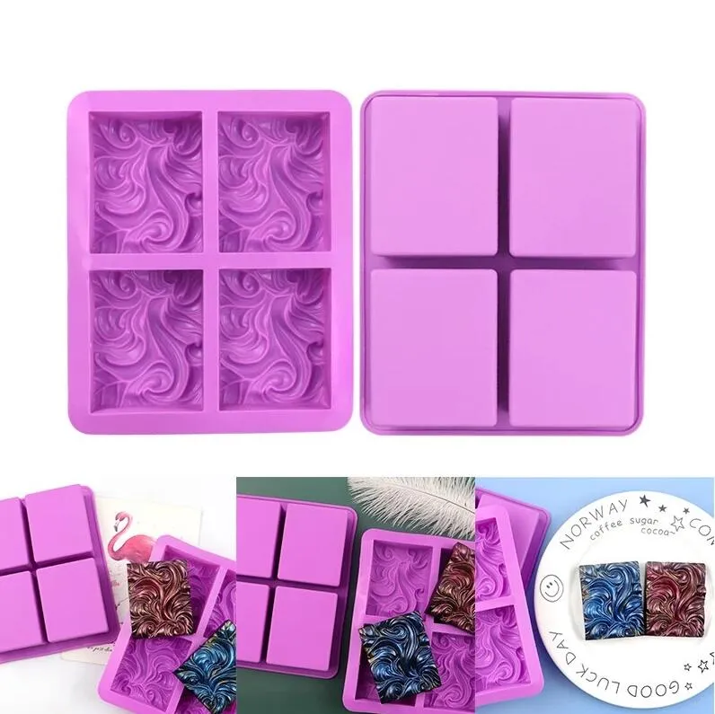 4 fiori d'onda Stampo per dolci in silicone per sapone per mani Stampo per dolci fai-da-te Accessori per la decorazione di dolci Forniture per panetteria