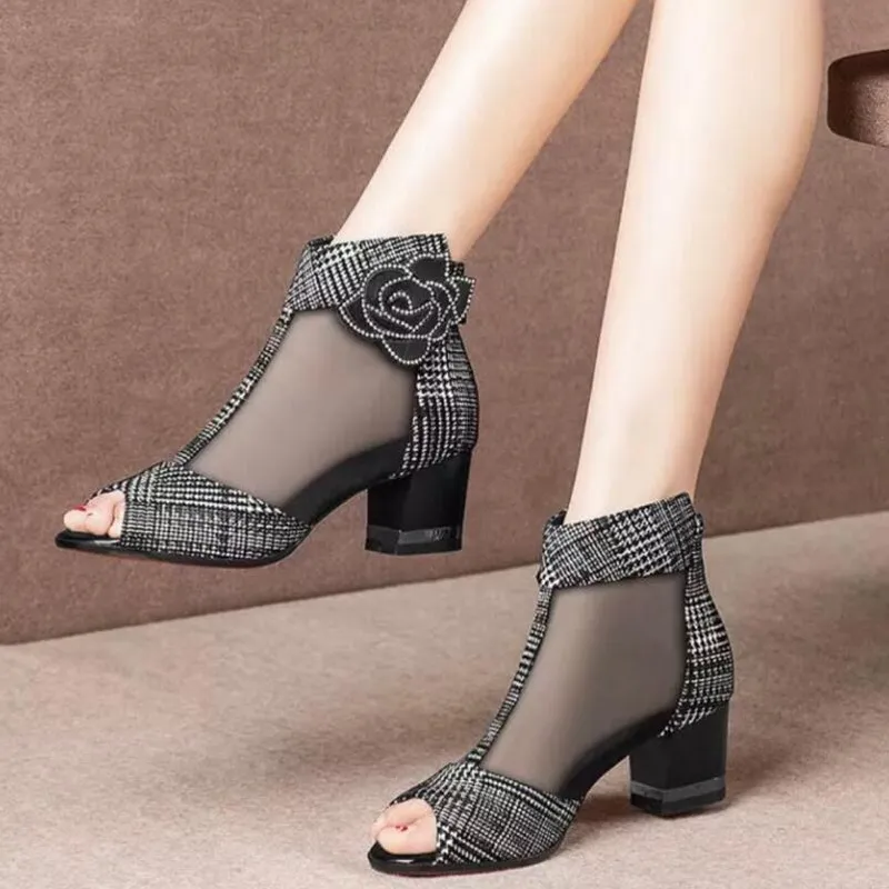 NOUVELLES Sandales Bottes Maille Dentelle Chaussure Femme Bottines