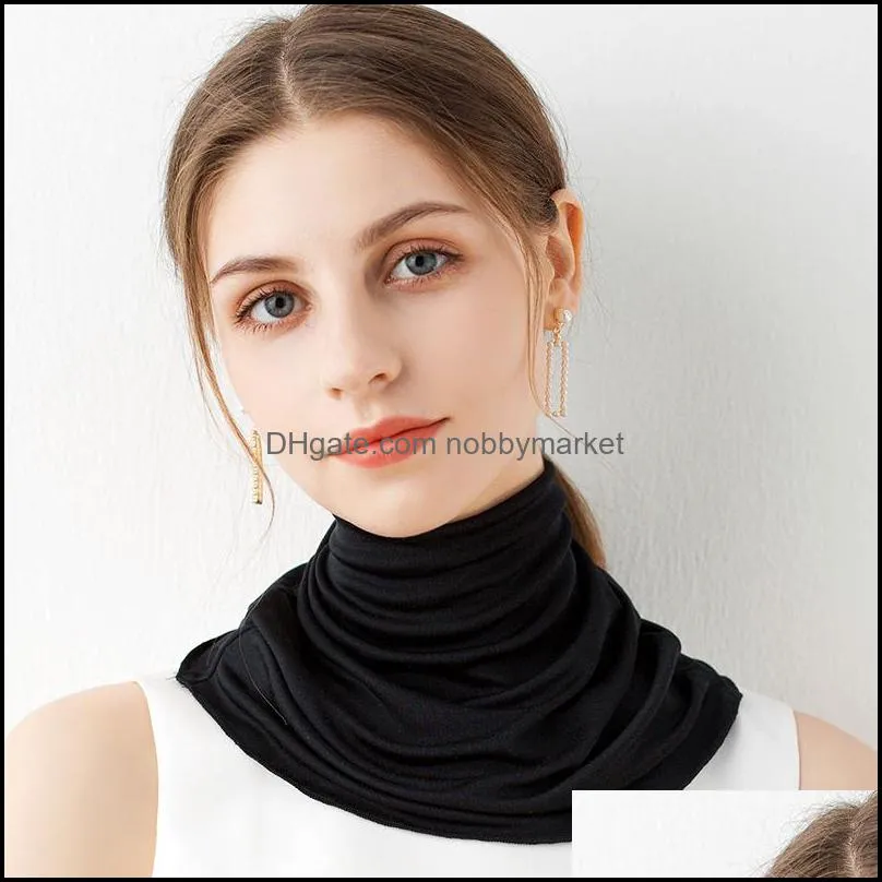 100% Nature Silk Ring Scarf Women Sun Protection Headscarf Neck Collar Outdoor Fashion Scarvers Real Silk Solid Neckscarves 201026
