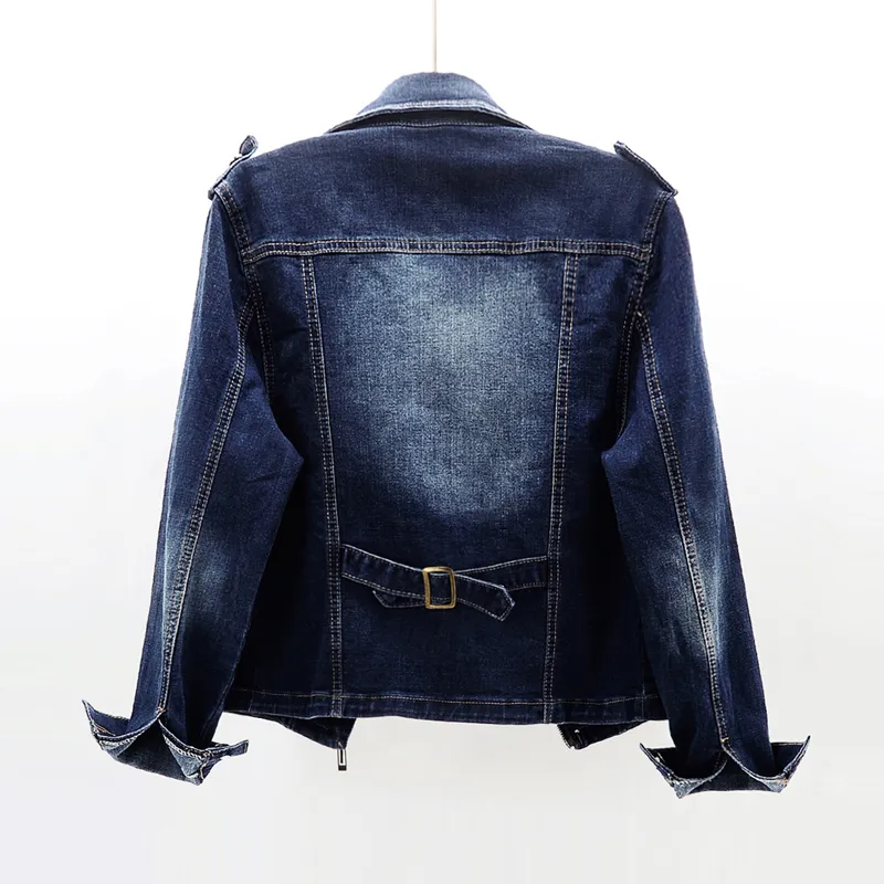 Frühling Elastizität Dünne Denim Jacke Frauen Grundlegende Mantel Plus Größe 3XL Kurze Zipper Jeans Jacken Weiblichen Koreanischen Stil Oberbekleidung