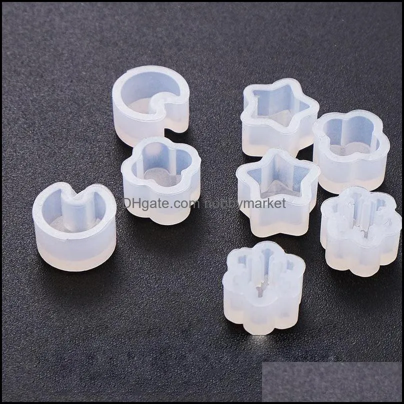 Mini Stud Earrings Silicone Mold Crystal Epoxy Handmade Earrings Mold Star Flower Shape Earring Pendant Ear Hook DIY Resin Mold Jewelry