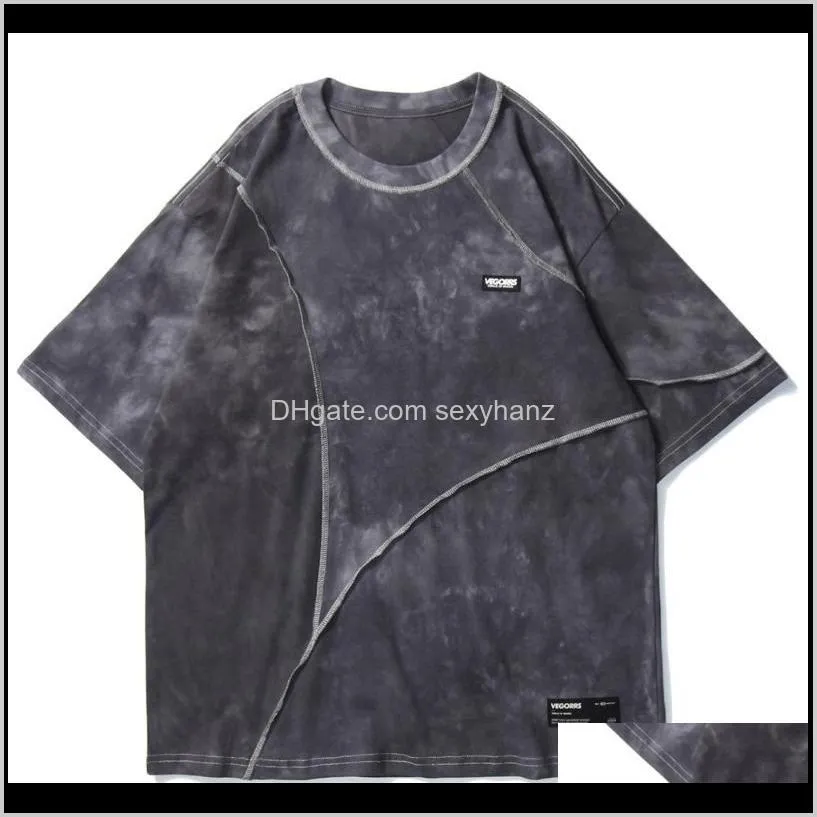 solid color tie dye t shirt mens 2020 hip hop harajuku loose tops tees casual oversize streetwear short sleeve shirts