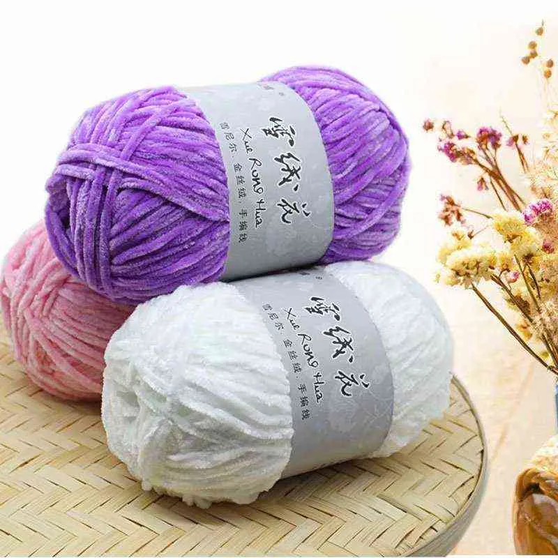 1PC fil épais fil de laine de velours doux Chenille fil tricoté à la main fil de crochet bricolage tricot à la main fil de laine écharpe chapeau fil à tricoter Y211129