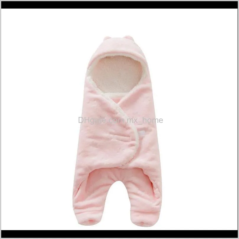 baby sleeping bag 68*80cm coral fleece baby swaddle blanket winter footmuff saco bebe cochecito dormir sac de couchage enfant 201105