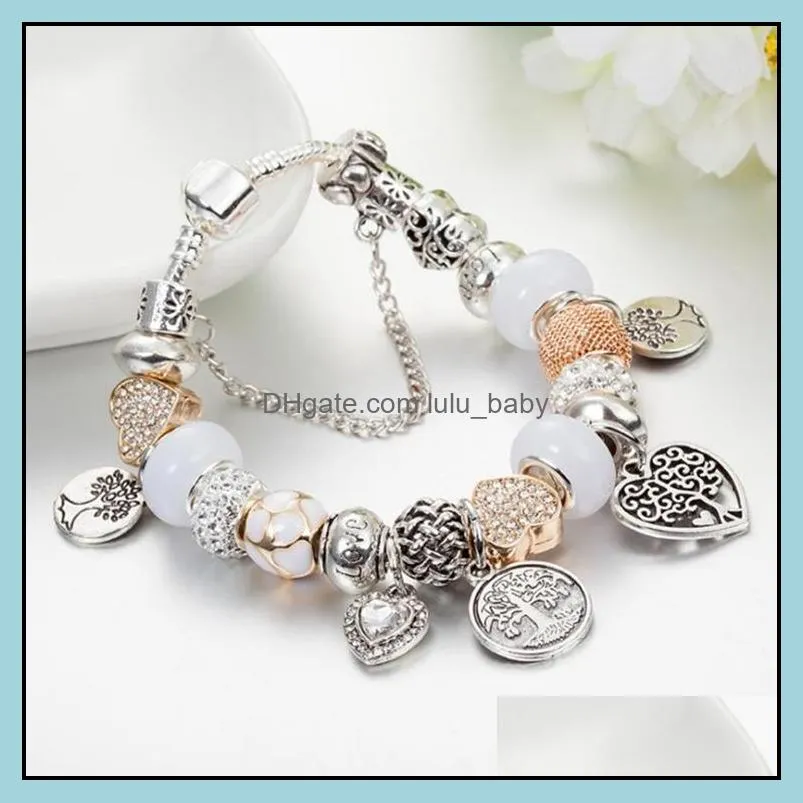 High Quality Glamour Life Tree Pendant Bracelet Suitable for  Silver Plated DIY Beaded Pendant Bracelet Original Box Set