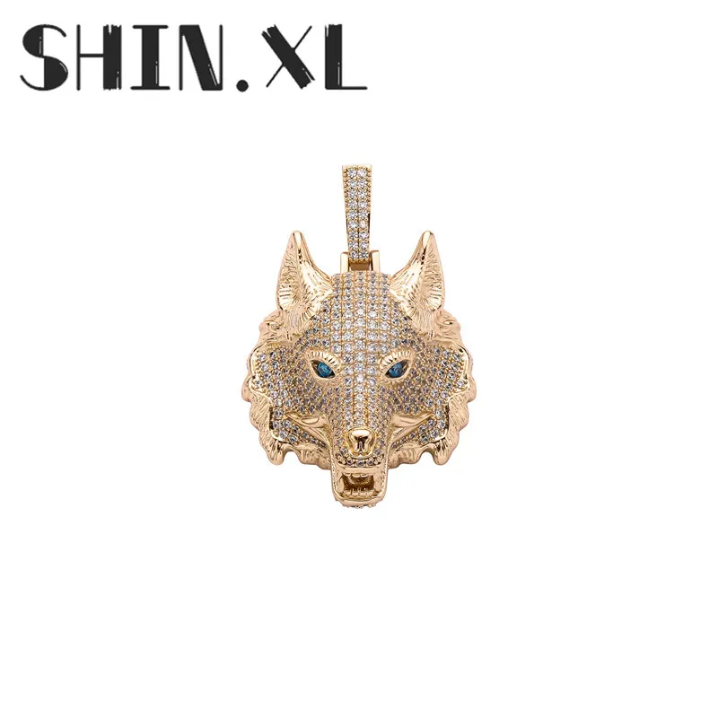 Iced out wolf pendant discount