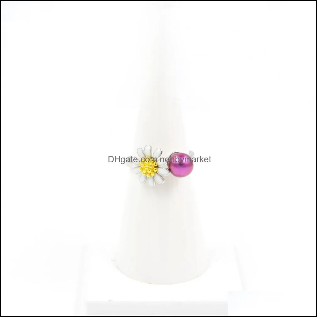 S925 Sterling Silver Creative Chrysanthemum Pearl Beads Ring Mountings Jewelry Making Diy Fashion Rings Mounts settings