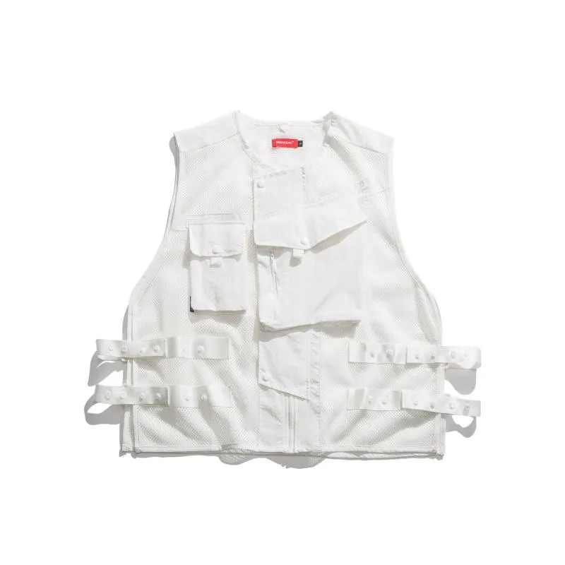 Men's Vests @YYDS Japanese Autumn Fashion Color Blocking Mesh Multi Bag Vest
