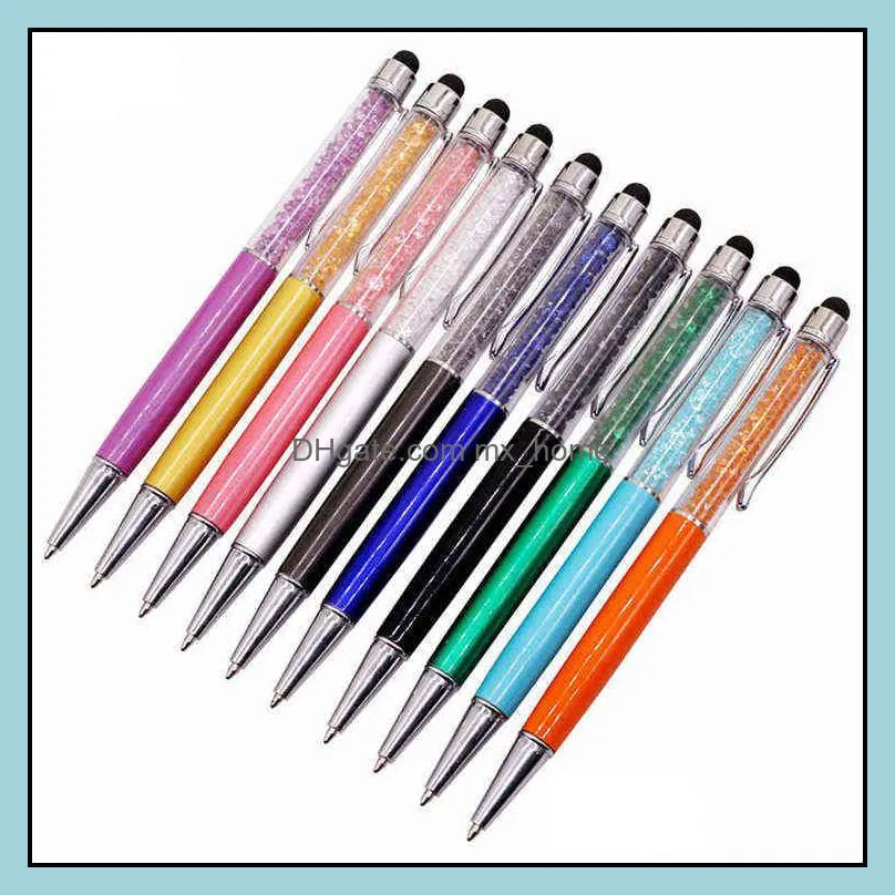 20 Pcs Crystal pen Metal ballpoint Gift Pen Capacitor Student stationery office writing promotion 220110