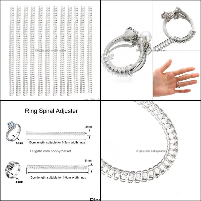 NEW 12 PCS 3mm 10cm Ring Size Tightener Reducer Resizing Tools Ring Spiral Adjuster for Female