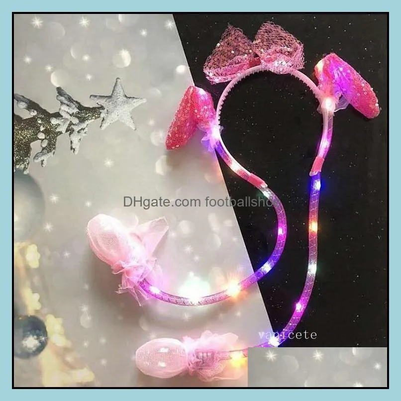 Christmas Sequin luminous Ear Moving Hat pinch will move the rabbit ear luminous hair hoop Hair AccessoriesT2I52796