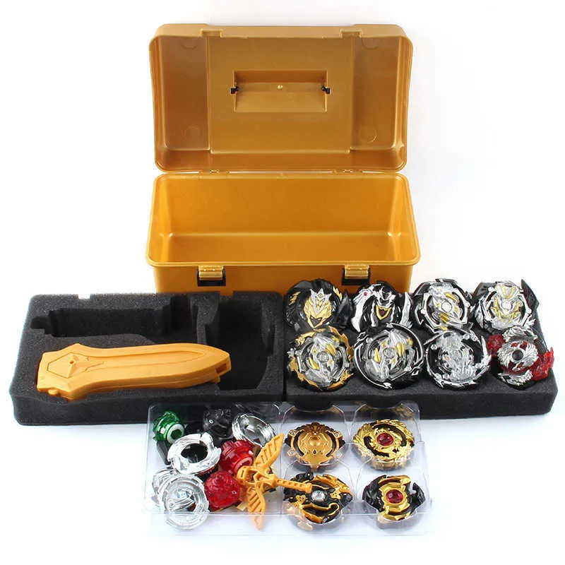 Guld Beybley Burst set med tvåvägs tvättstuga i Carry Case GyroScope Golden Version Compact Kit Toys for Children