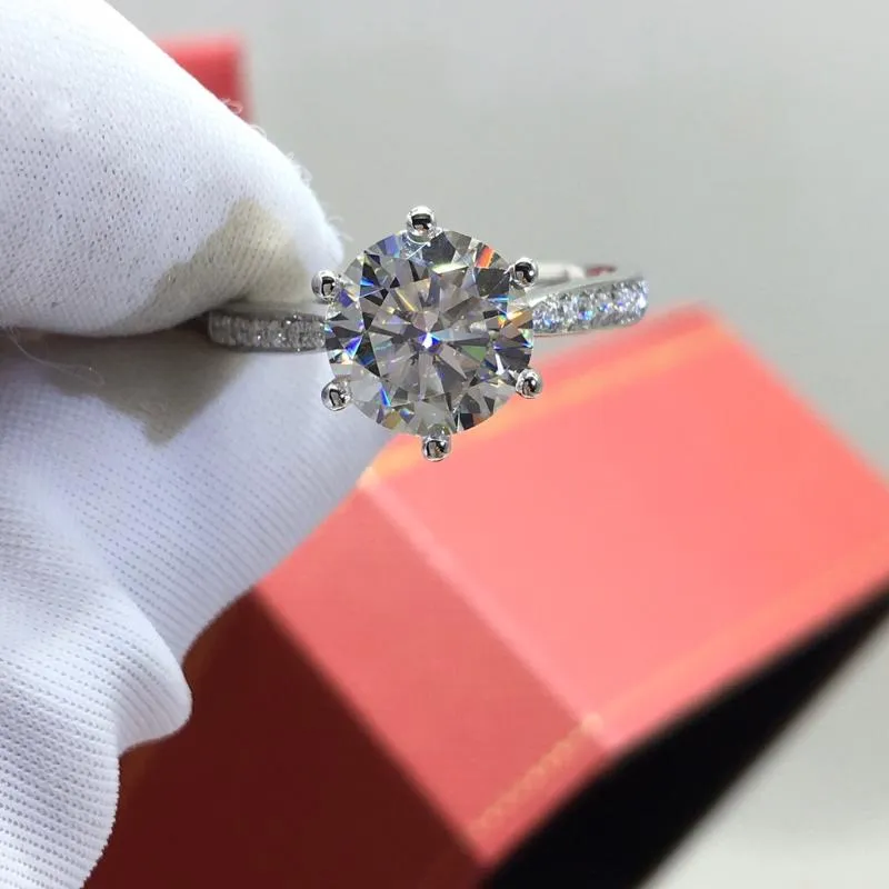 حلقات العنقودية inbeaut الكلاسيكية 6 925 الفضة جولة ممتازة قطع 2 ct d اللون تمرير الماس اختبار مويسانيت الدائري النساء مجوهرات الزفاف