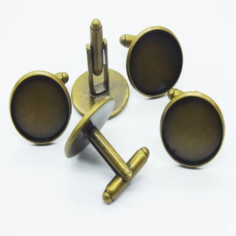 500 adet 12/14/16 / 18mm Rodyum Kaplama Moda Yuvarlak Metal Kol Düğmesi Manşet Bağlantı Backs Blanks Plaka Bulguları