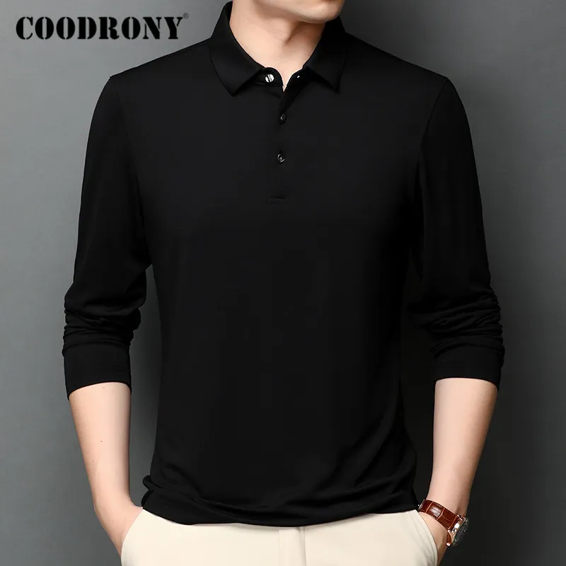 Coudrony marca camiseta homens manga comprida negócio casual t-shirt homens roupas primavera outono de qualidade superior tee camiseta homme tops c5008 y0322