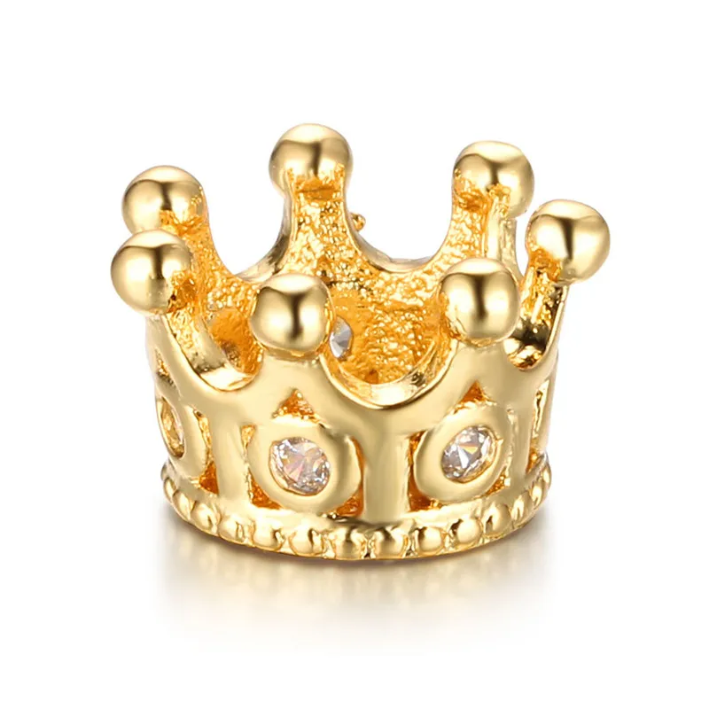 Wholesale золото посеребренные медные чармы микропродукты Crown Crown Charm Braclets и ожерелье DIY ювелирные изделия